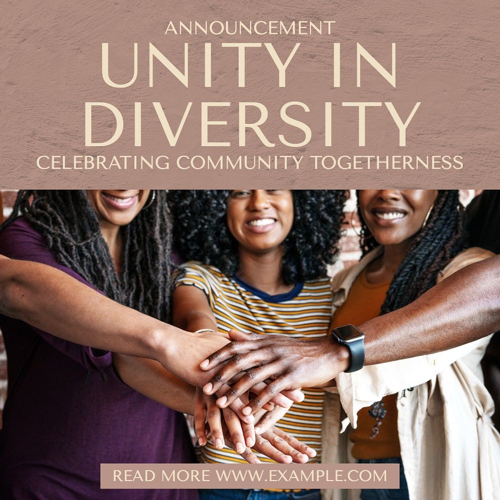 Unity in diversity Instagram post template, editable text