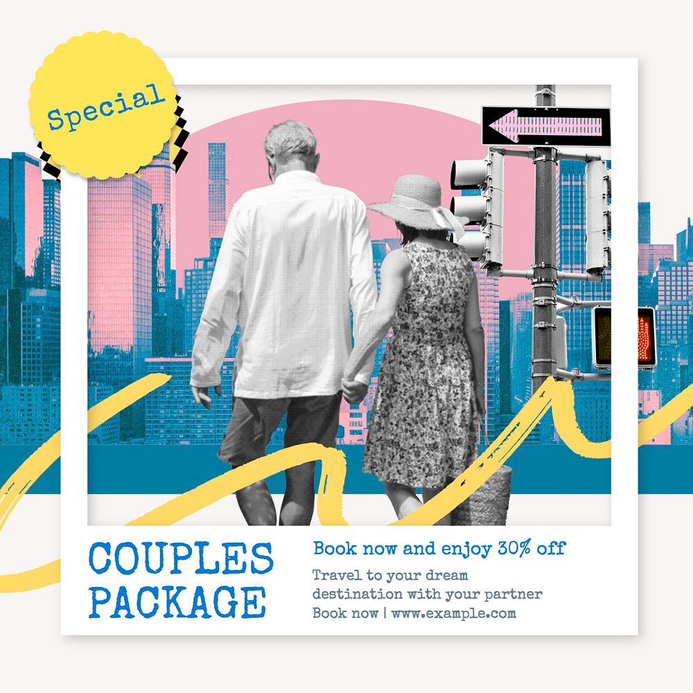 Special couples package Instagram post template, editable text