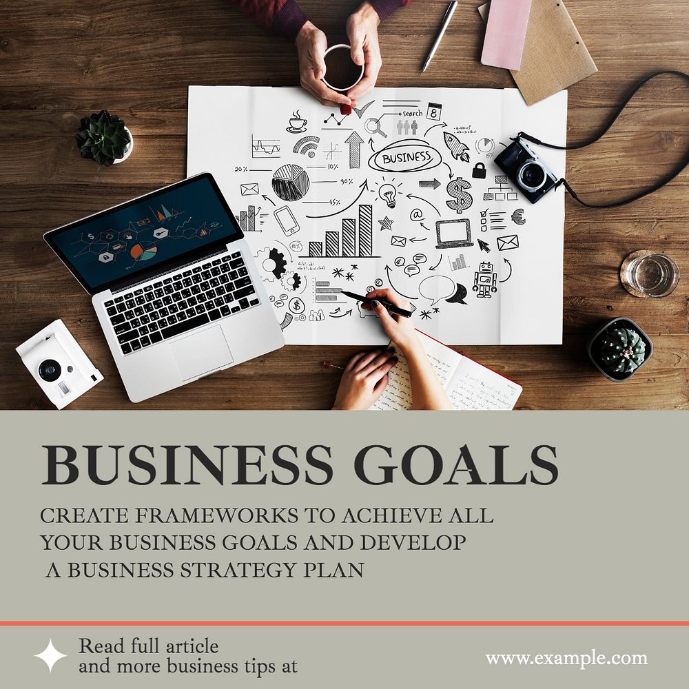 Business goals Instagram post template, editable text