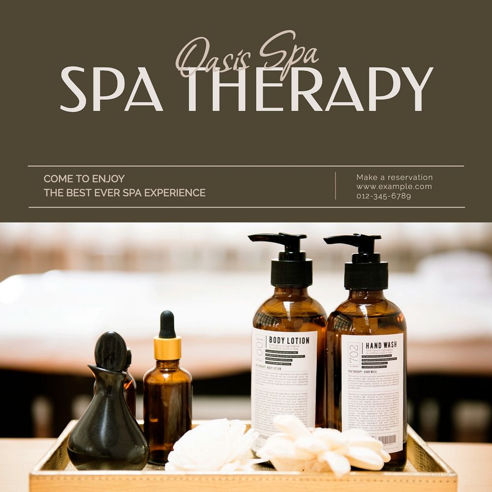 Spa therapy Instagram post template, editable text