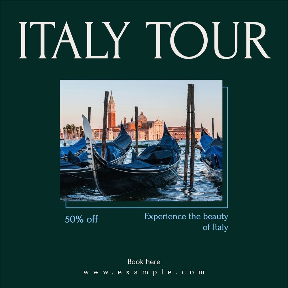 Italy tour Instagram post template, editable text