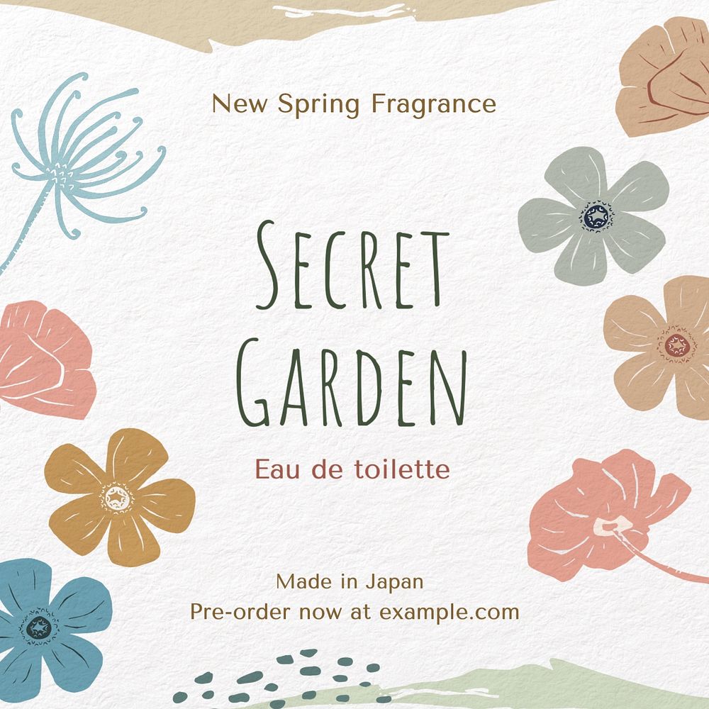 Spring fragrance Instagram post template, editable text