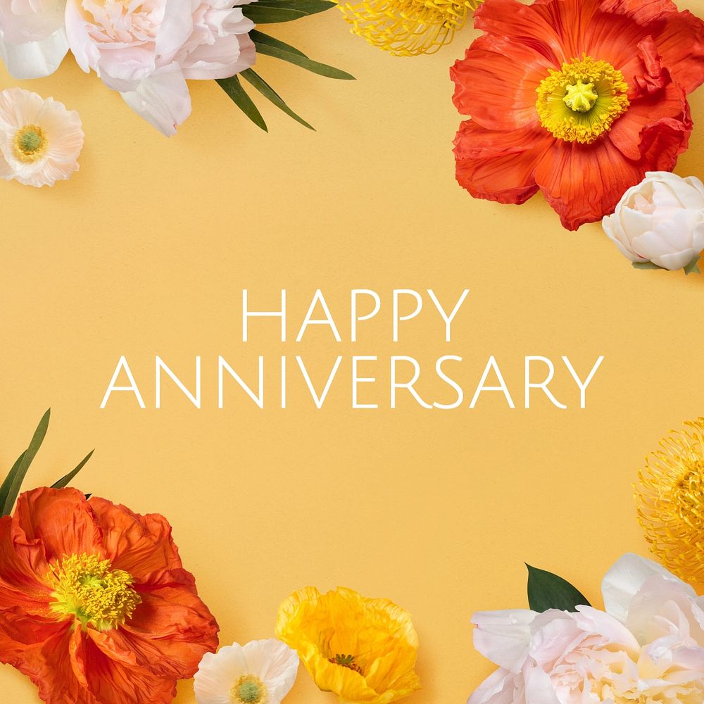 Happy anniversary Instagram post template, editable text