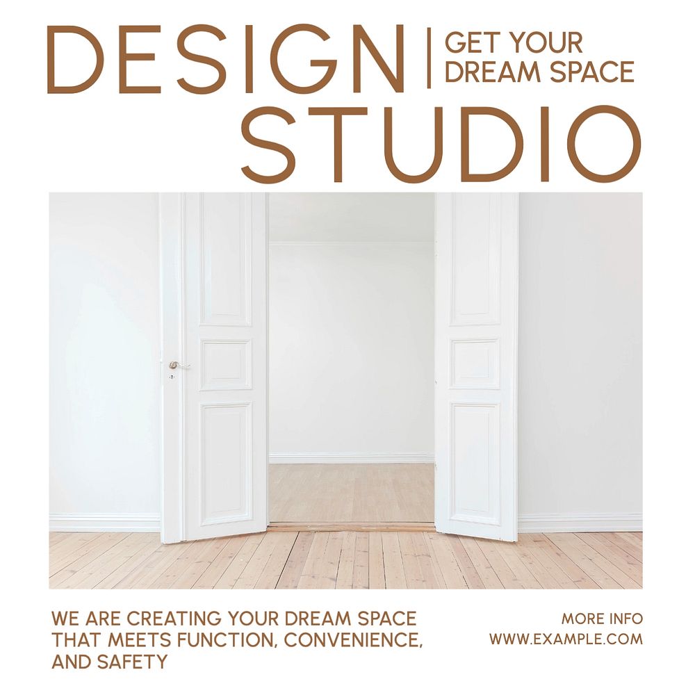 Interior design studio Instagram post template, editable social media design