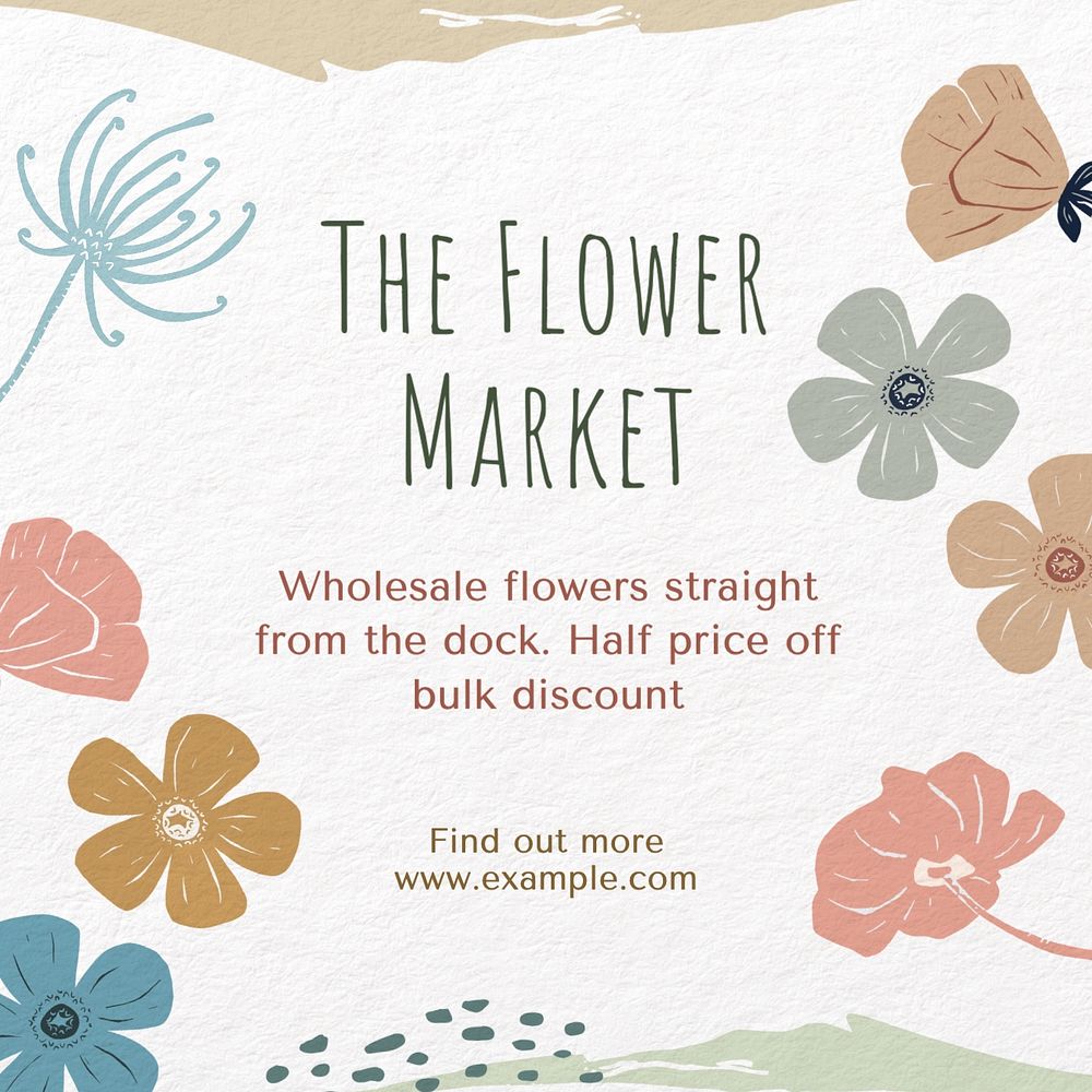 The flower market Instagram post template, editable text