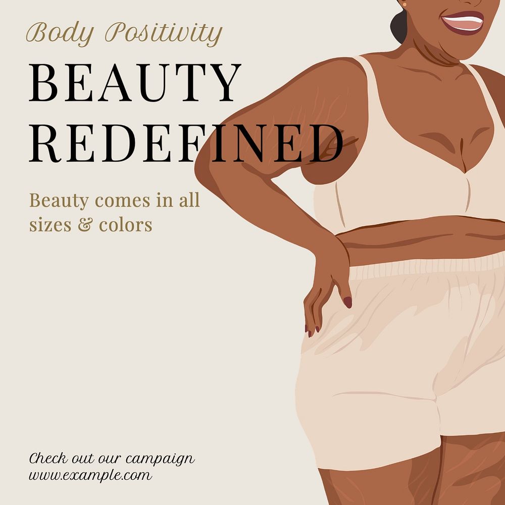 Redefined beauty Instagram post template, editable text