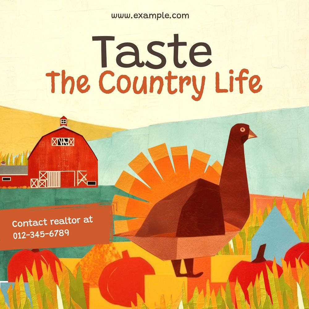 Country life Instagram post template, editable text