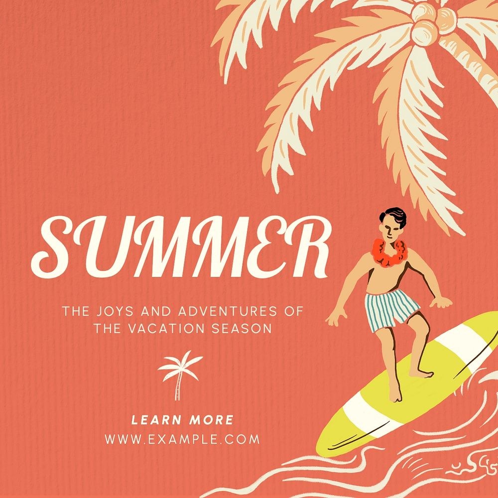 Summer Instagram post template, editable text & design