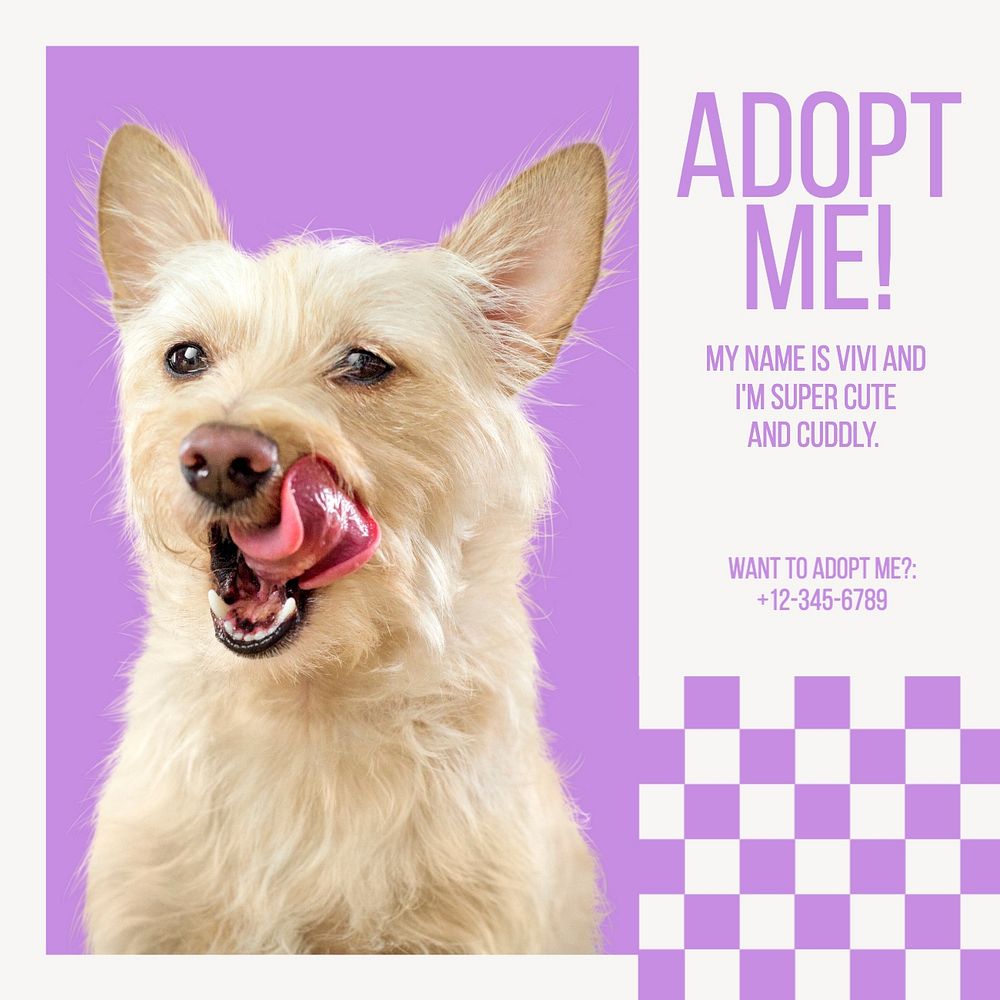 Pet adoption Instagram post template, editable text