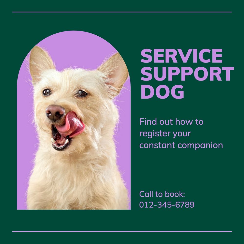 Service support dog Instagram post template, editable text