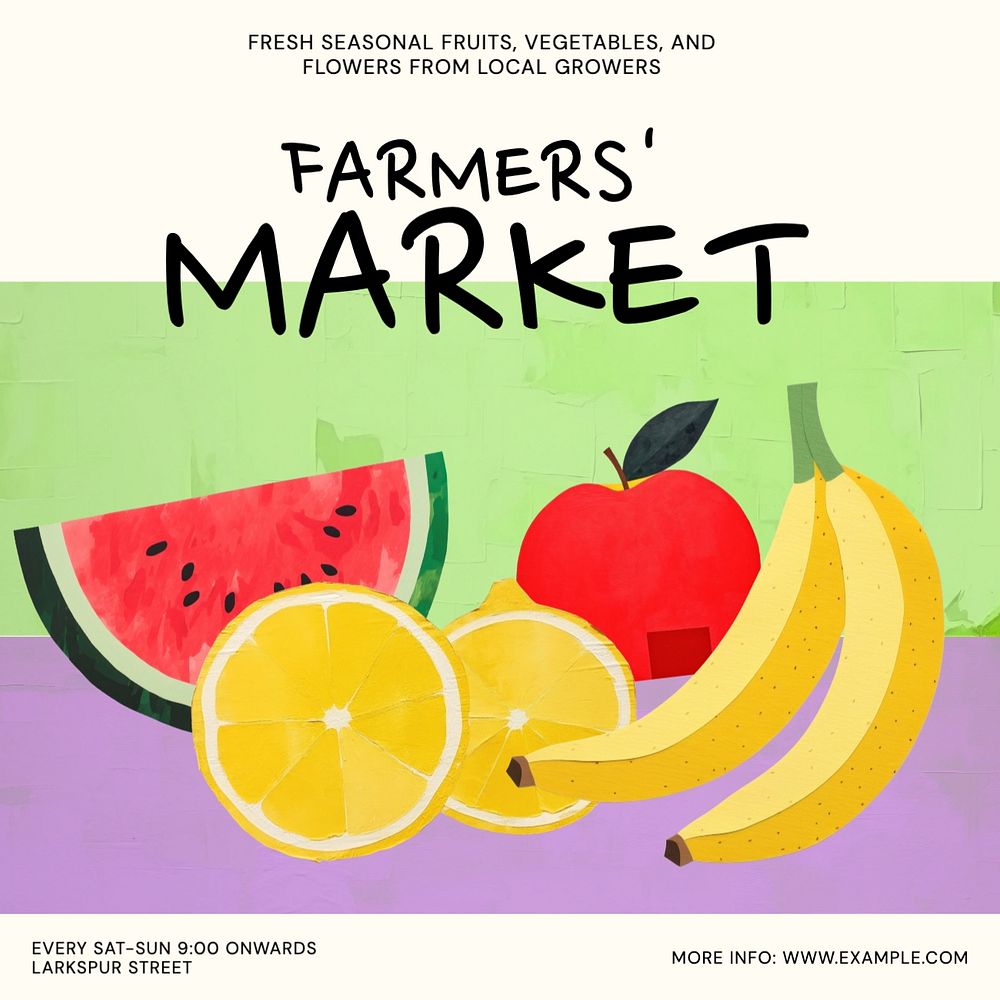 Farmers' market Instagram post template, editable text