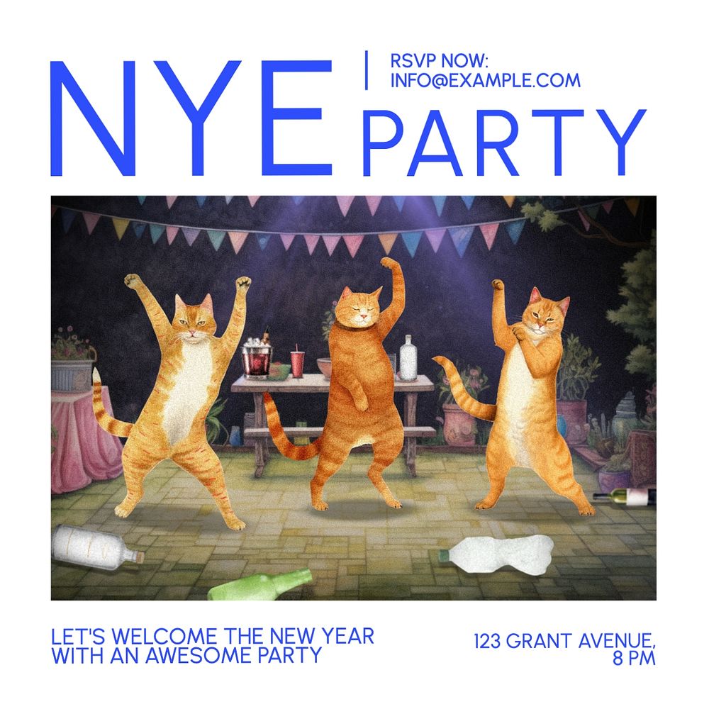 New year party Facebook post template, editable design