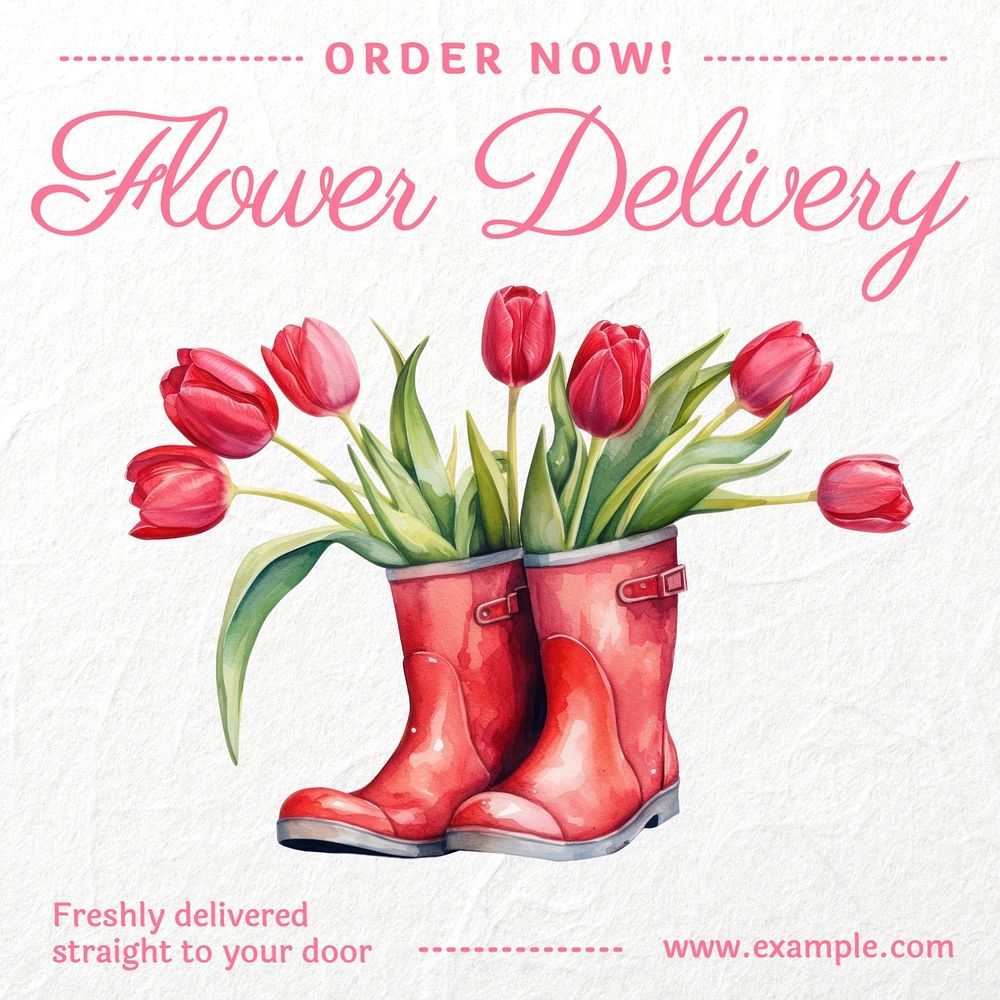 Flower delivery post template, editable social media design