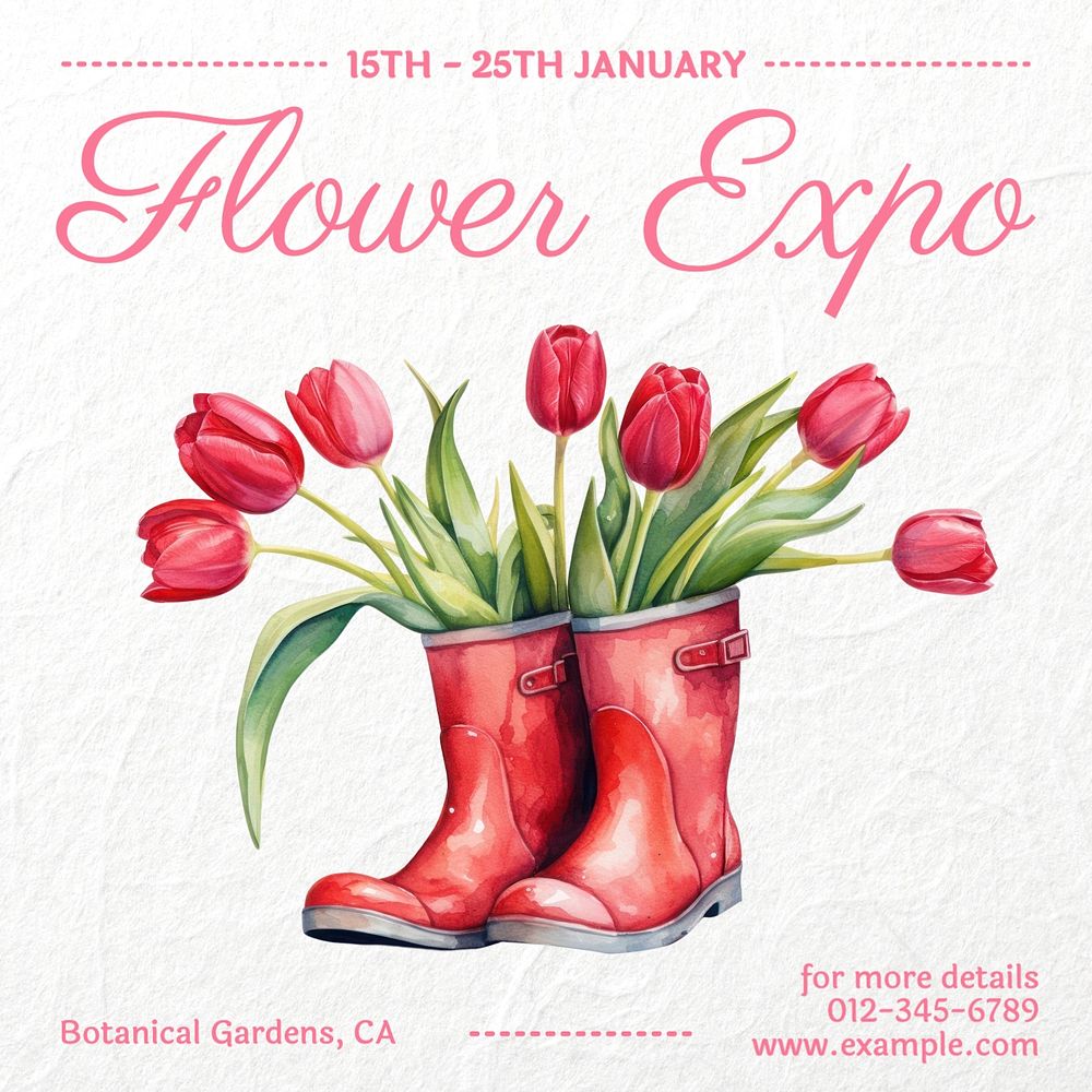 Flower expo post template, editable social media design