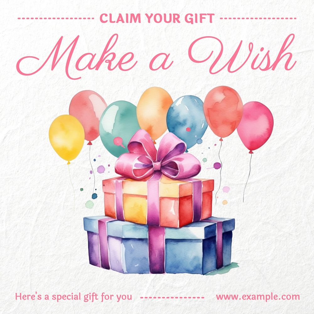 Make a wish post template, editable social media design