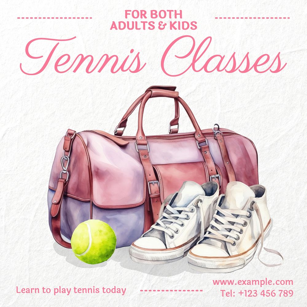 Tennis classes post template, editable social media design