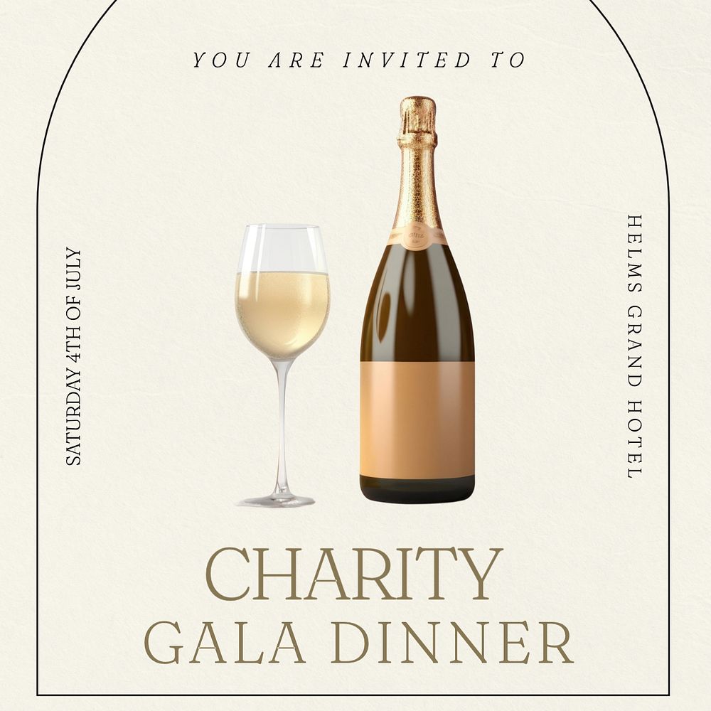 Charity gala dinner Instagram post template, editable text