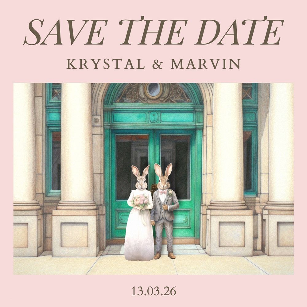 Save the date Facebook post template, editable design