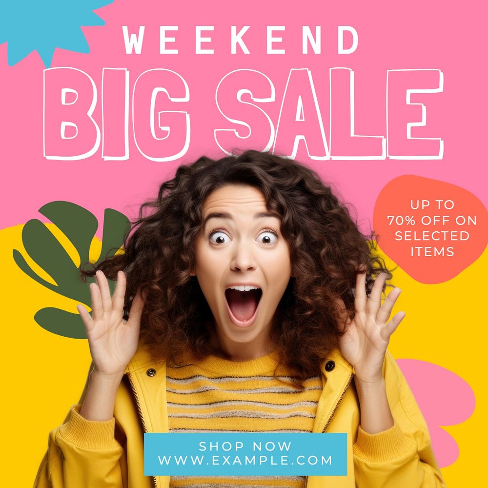 Weekend big sale Instagram post template, editable text