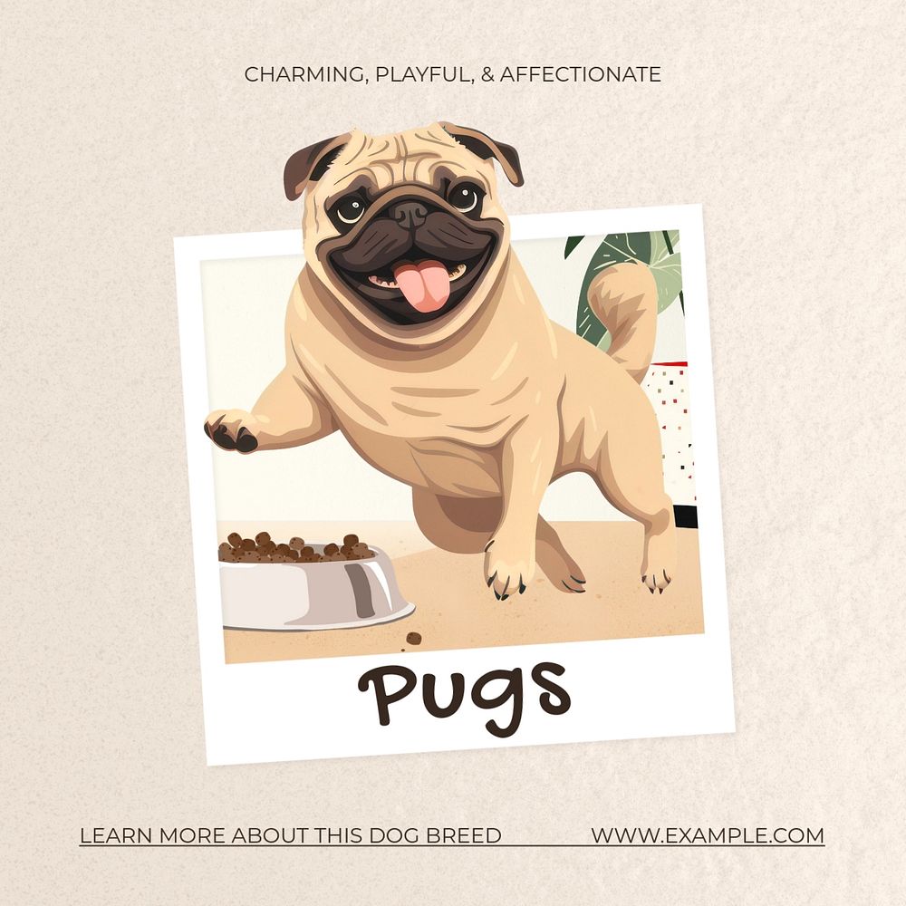 Pugs Instagram post template, editable text