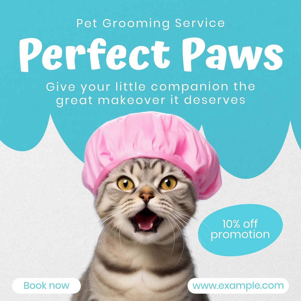 Pet grooming service Instagram post template, editable text