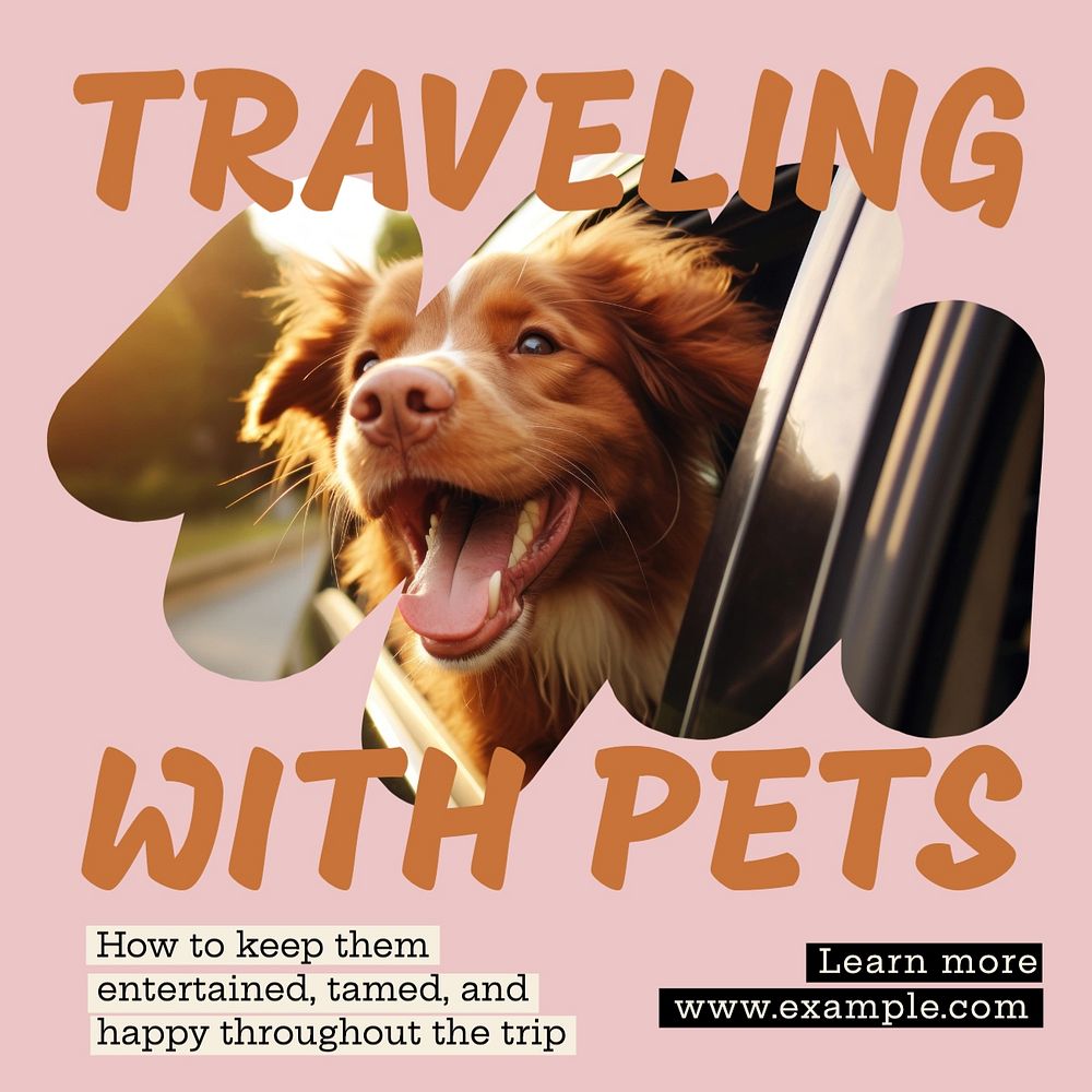 Traveling with pets Instagram post template