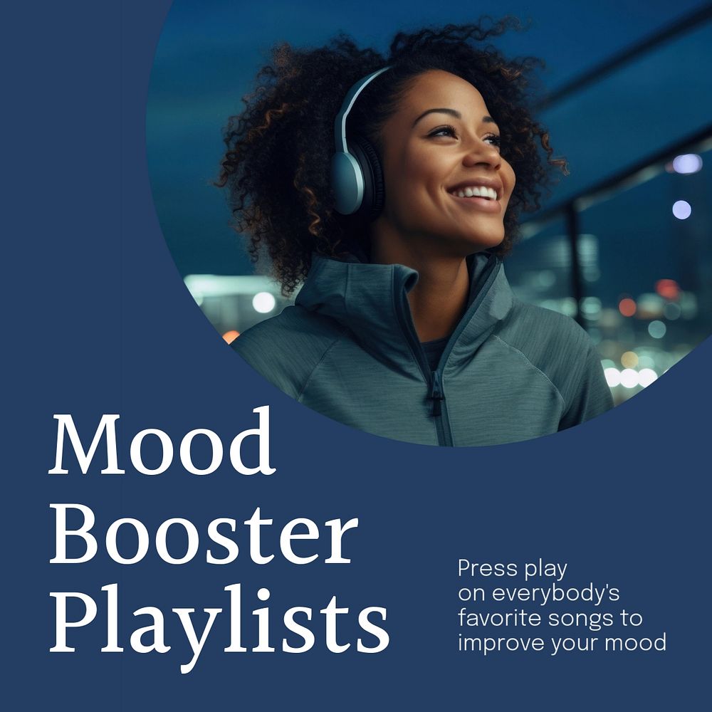 Mood booster playlist post template, editable social media design