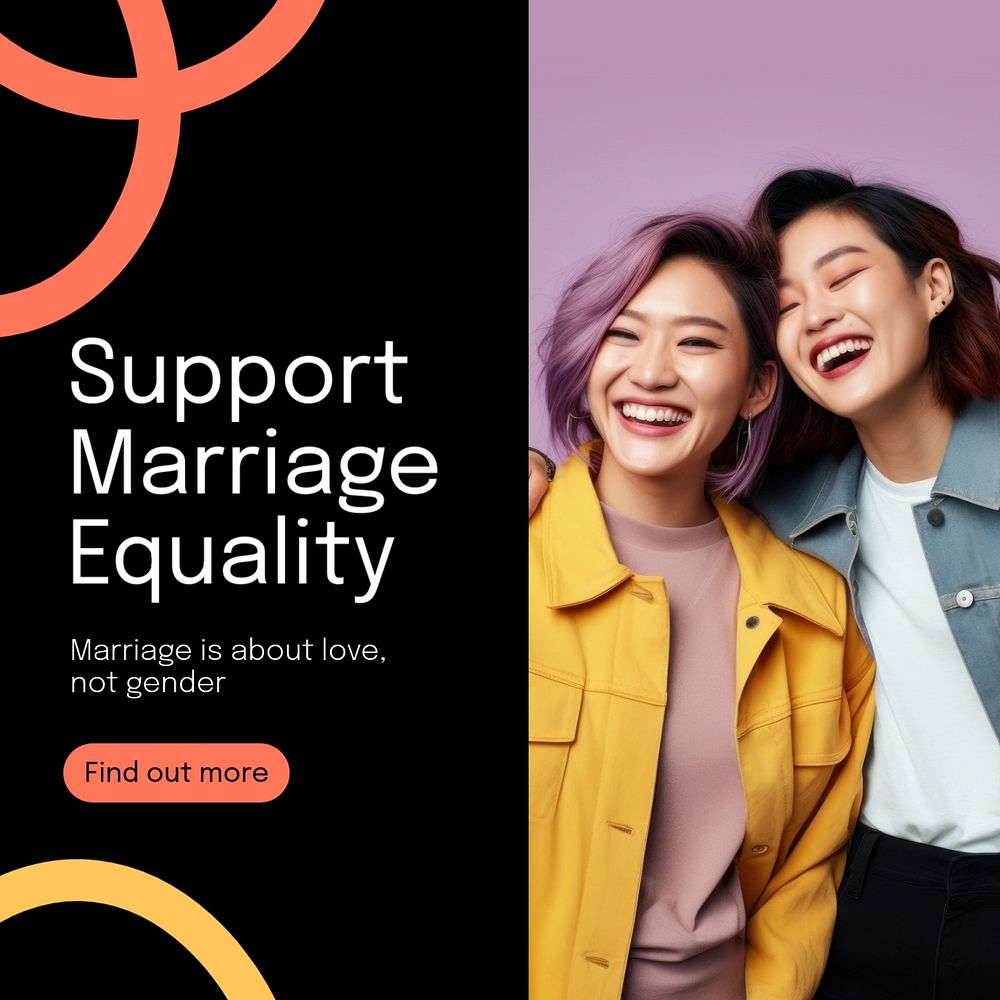 Support marriage equality post template, editable social media design