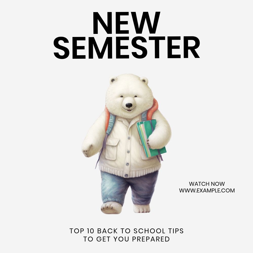 New semester Facebook post template, editable design