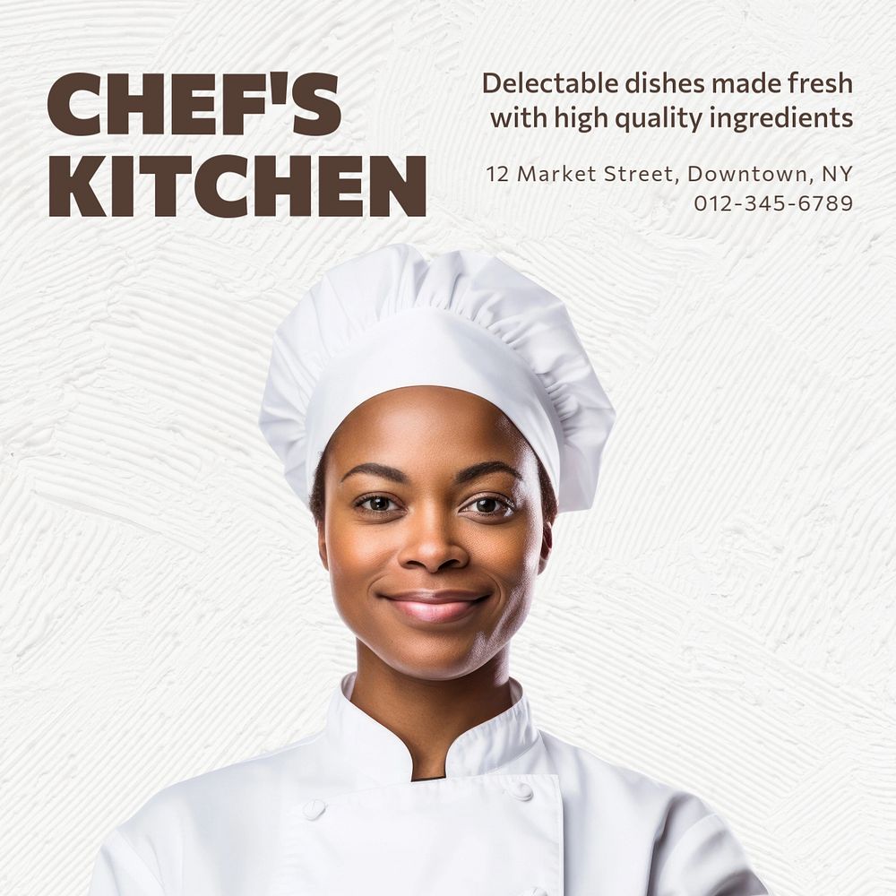 Chef's kitchen Instagram post template, editable text