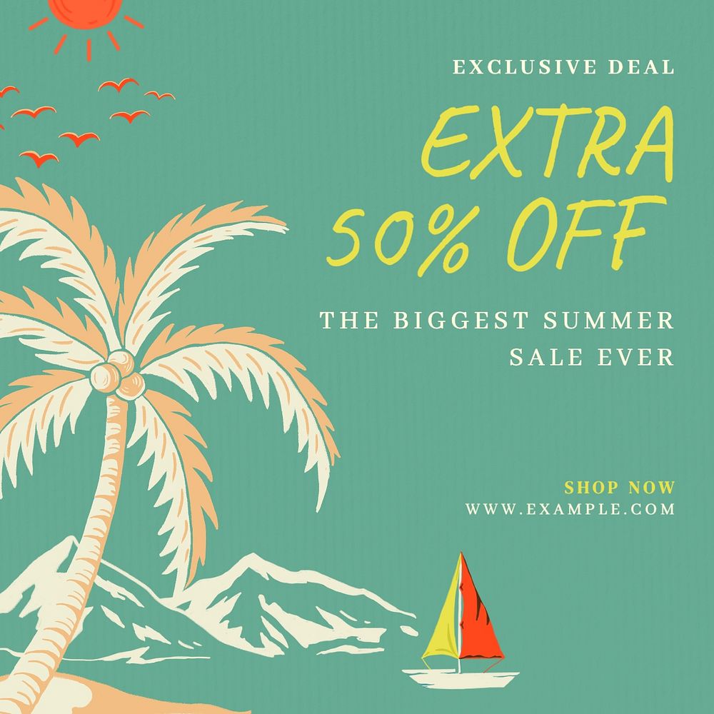 Summer sale Instagram post template, editable text & design