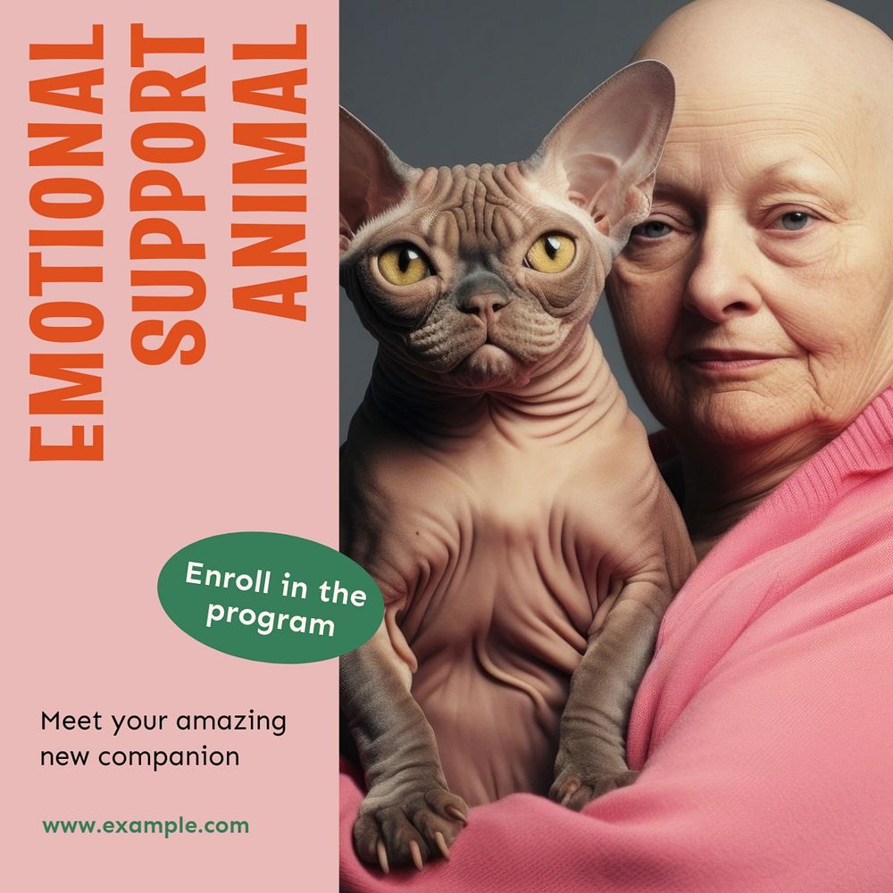 Emotional support animal Instagram post template, editable social media design