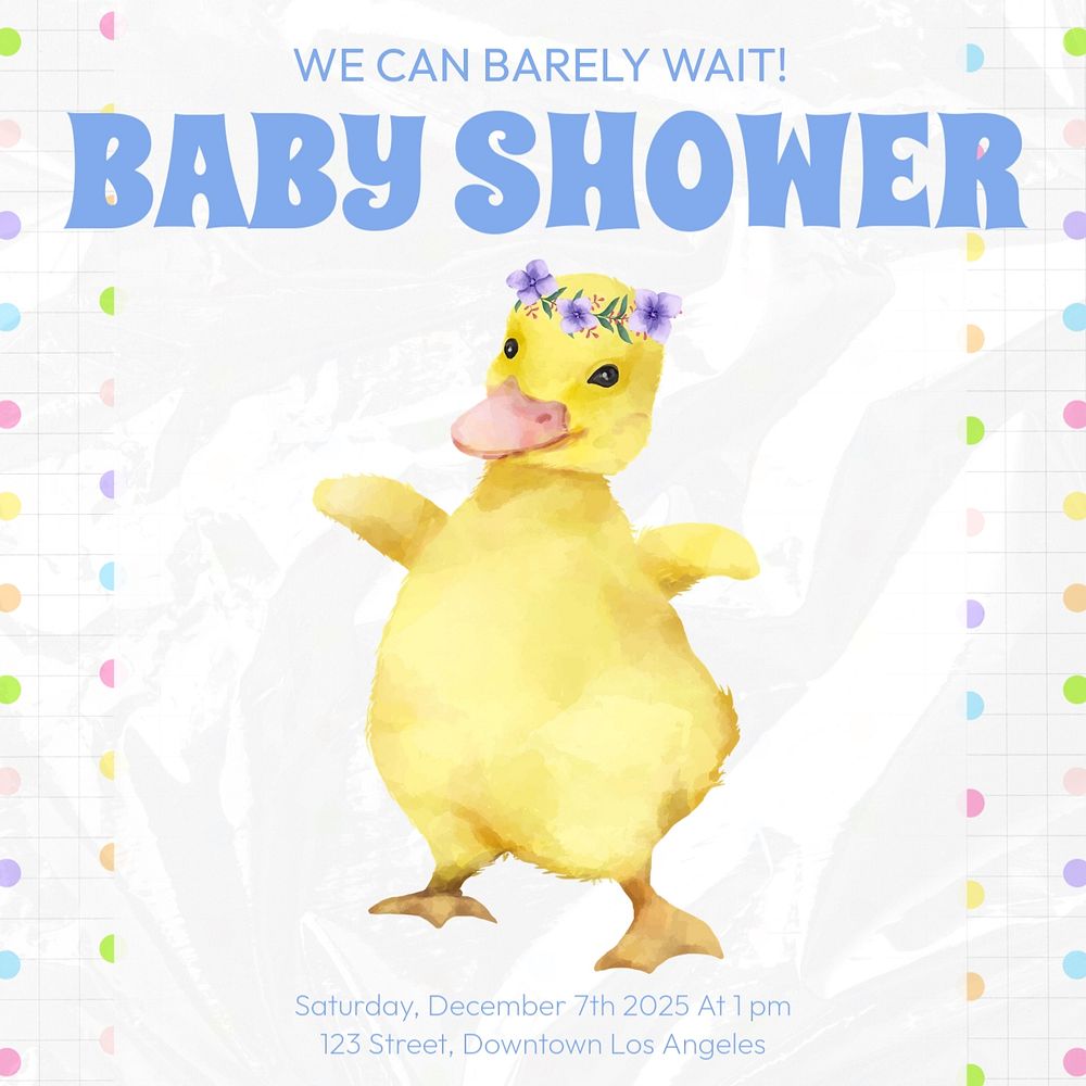 Baby shower Instagram post template, editable text