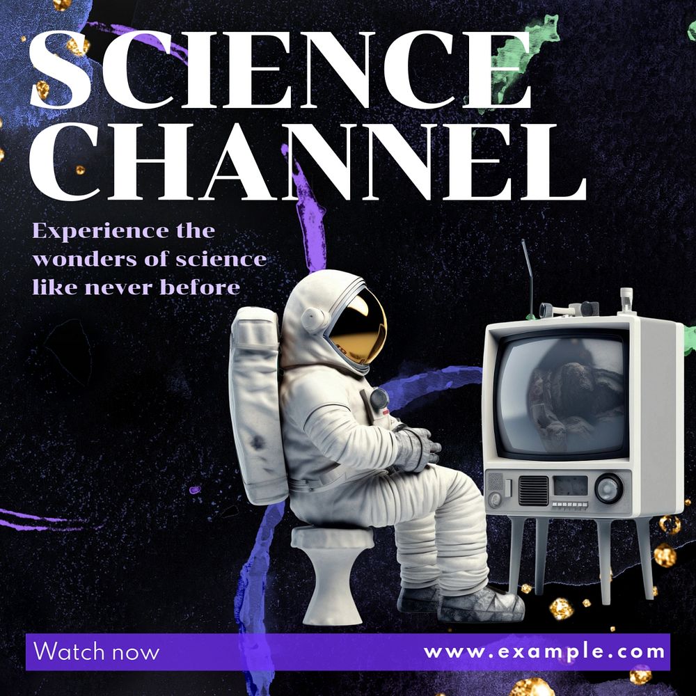 Science channel Instagram post template, editable text