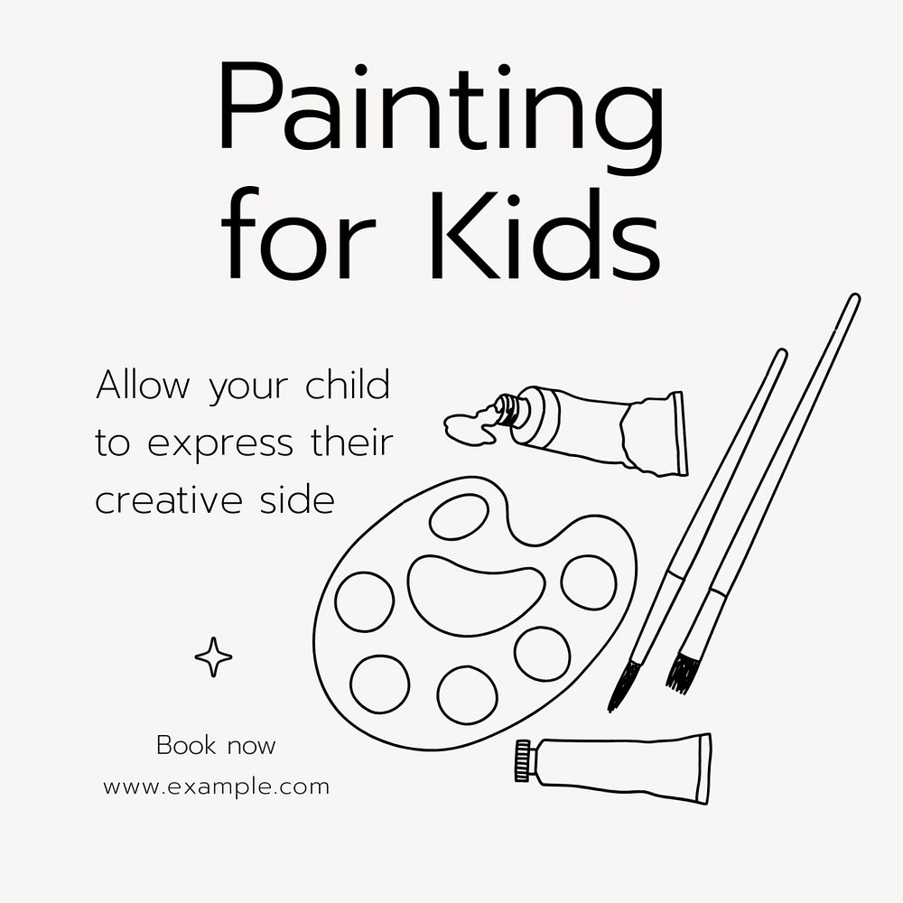 Painting for kids Instagram post template