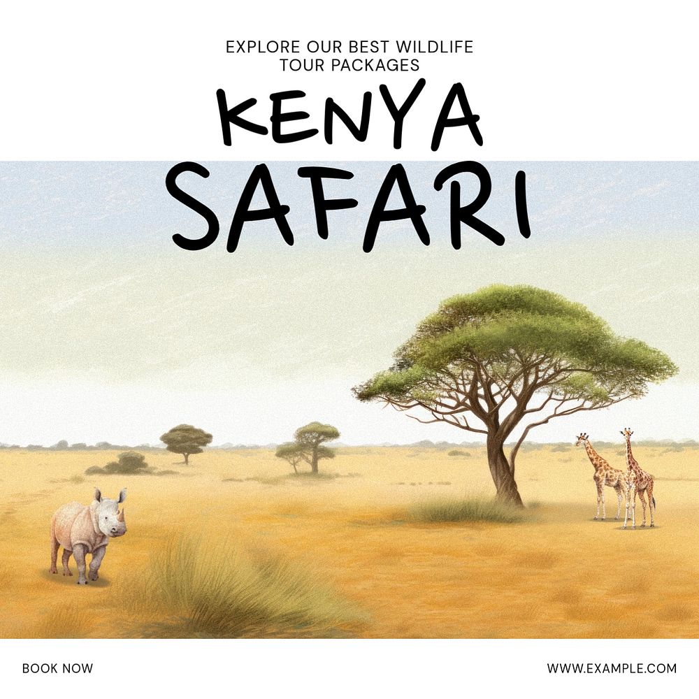 Kenya safari Facebook post template, editable design