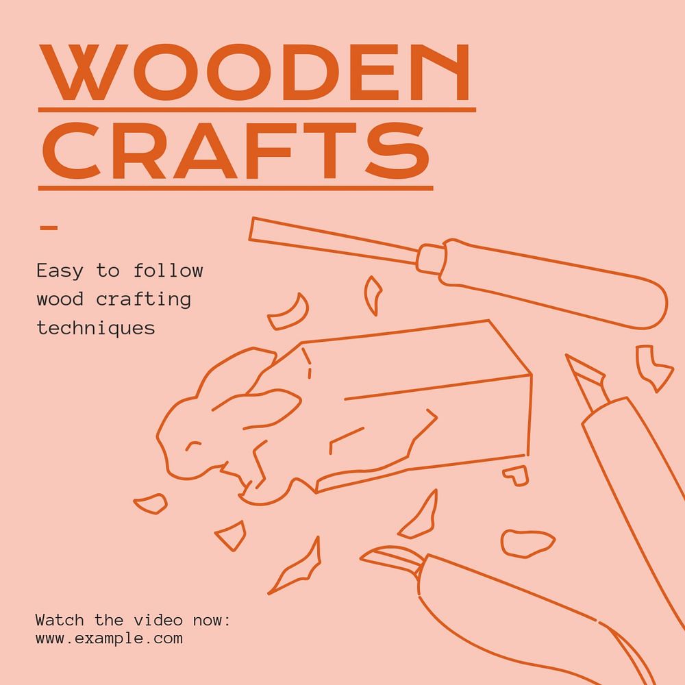 Wooden crafts Instagram post template