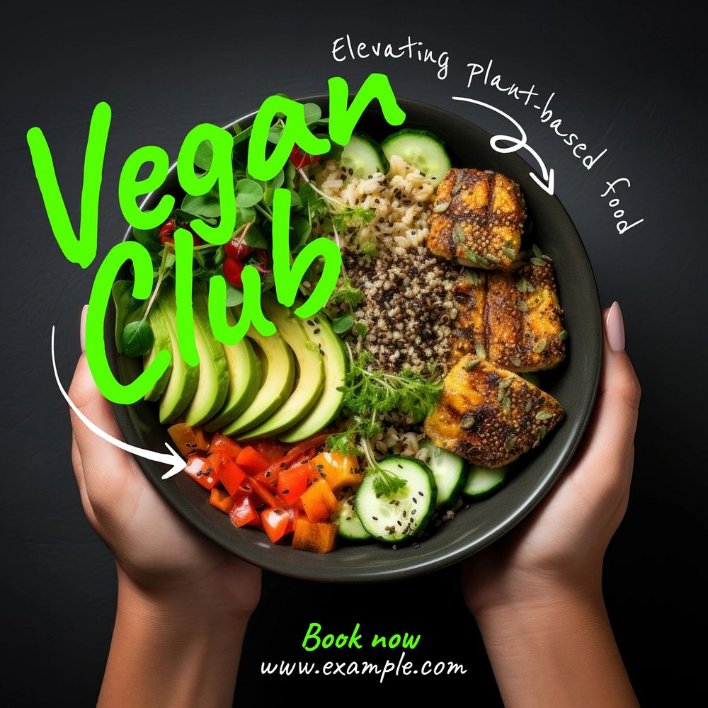 Vegan club Instagram post template, editable text