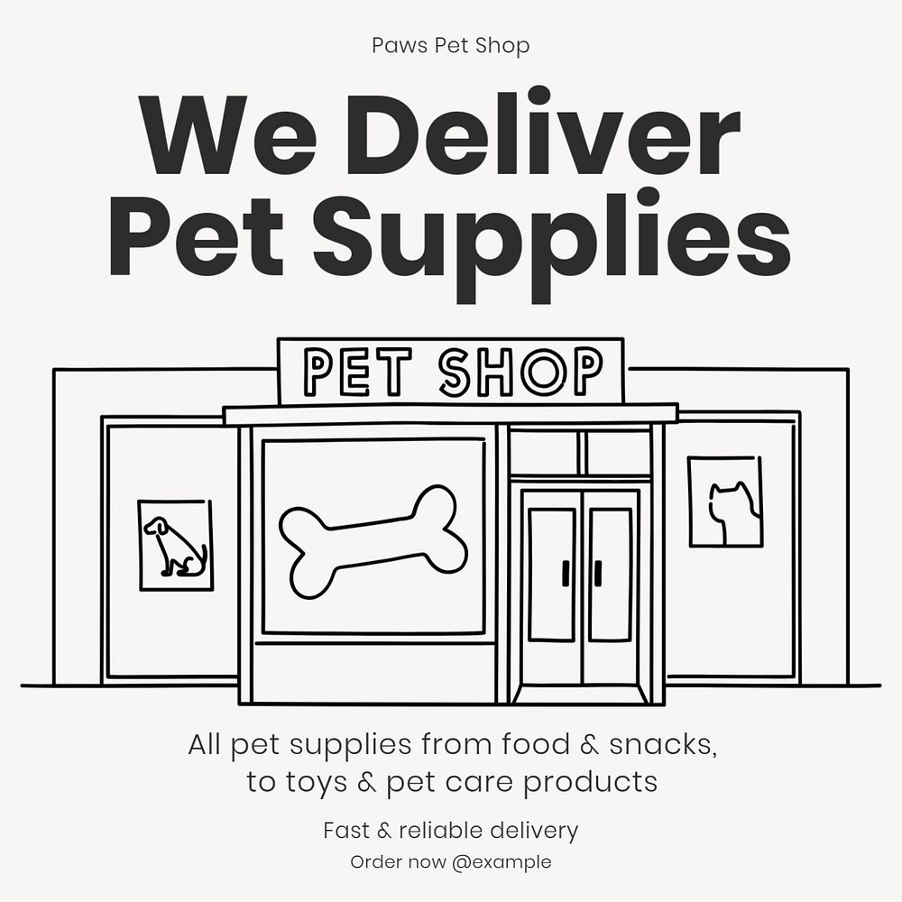 Pet shop delivery Instagram post template