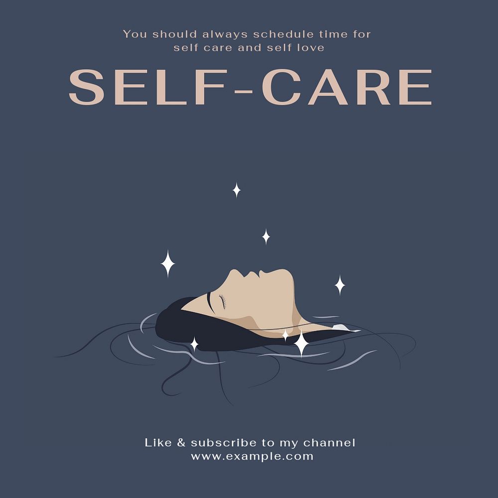 Self-care Instagram post template, editable text