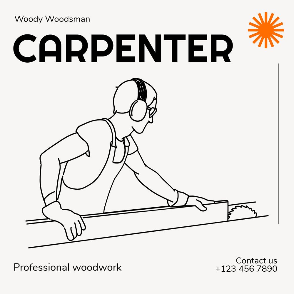 Professional carpenter Instagram post template