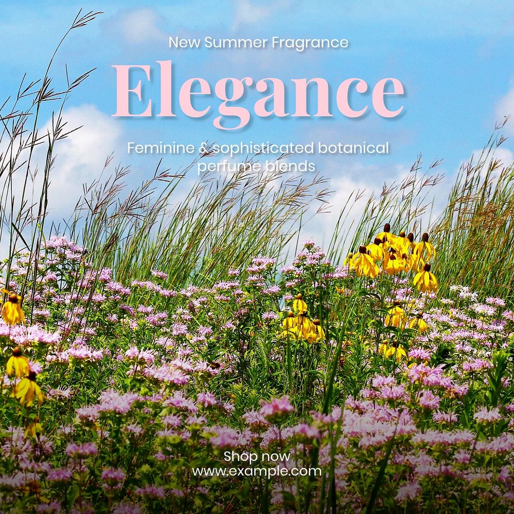 Summer fragrance Instagram post template, editable text