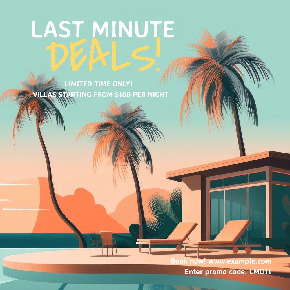 Hotel deals Instagram post template, editable text