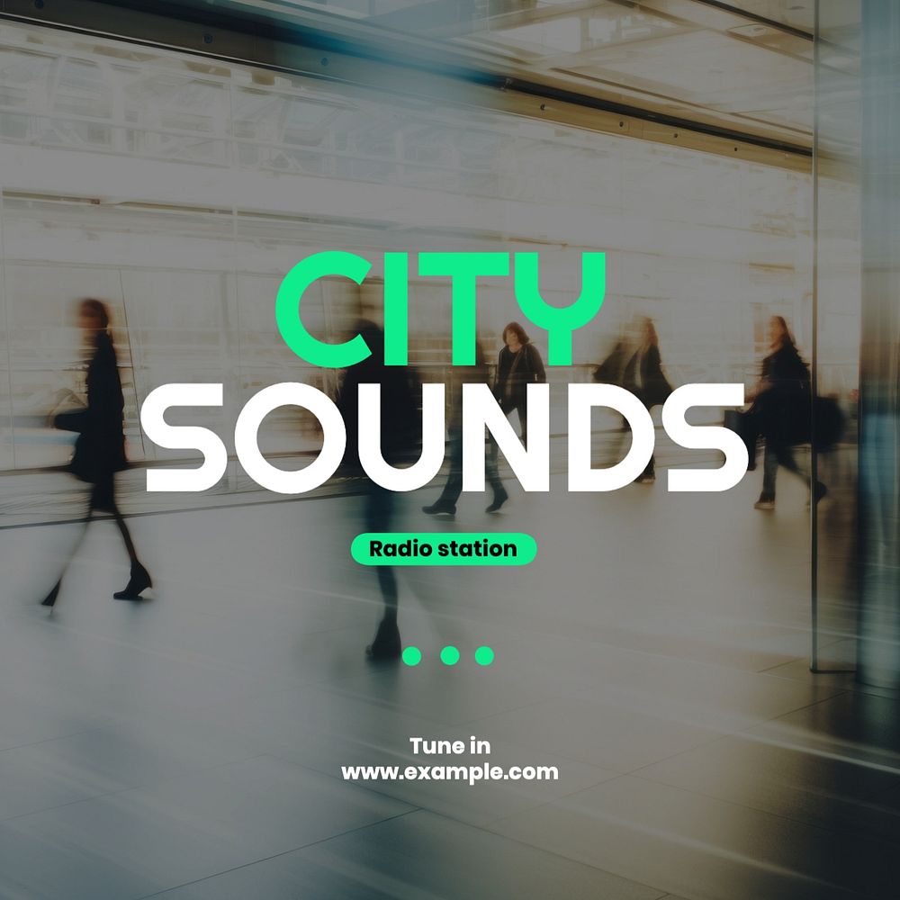 City sounds Instagram post template, editable text