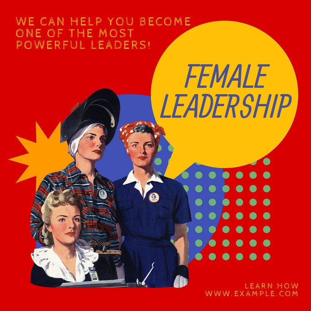 Female leadership Instagram post template, editable text