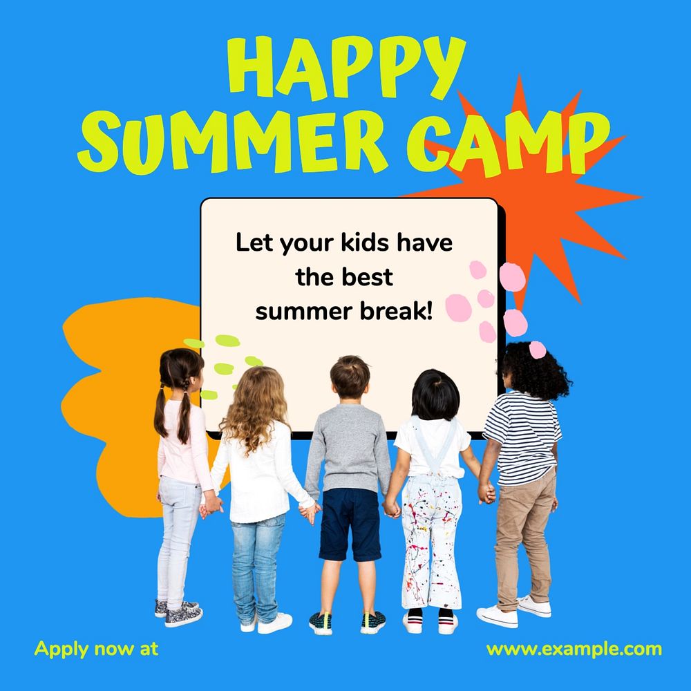 Summer camp Instagram post template, editable text