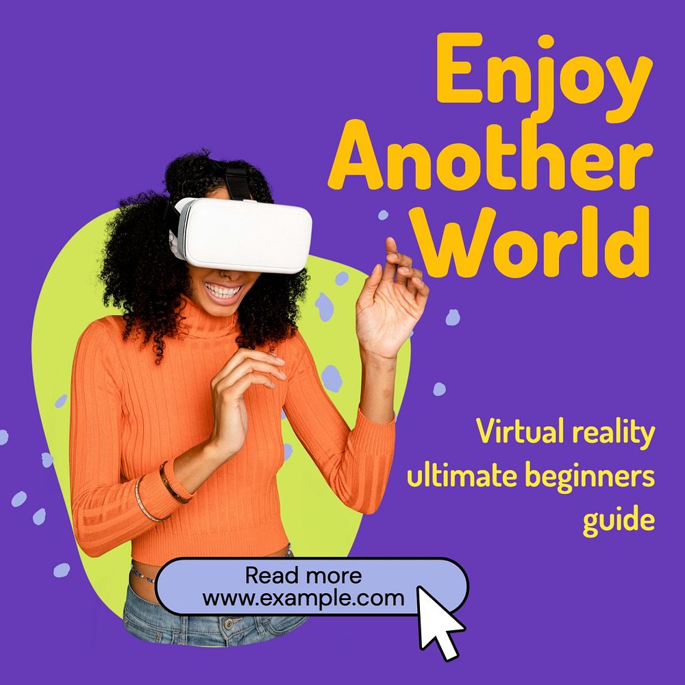 VR experience Instagram post template, editable text