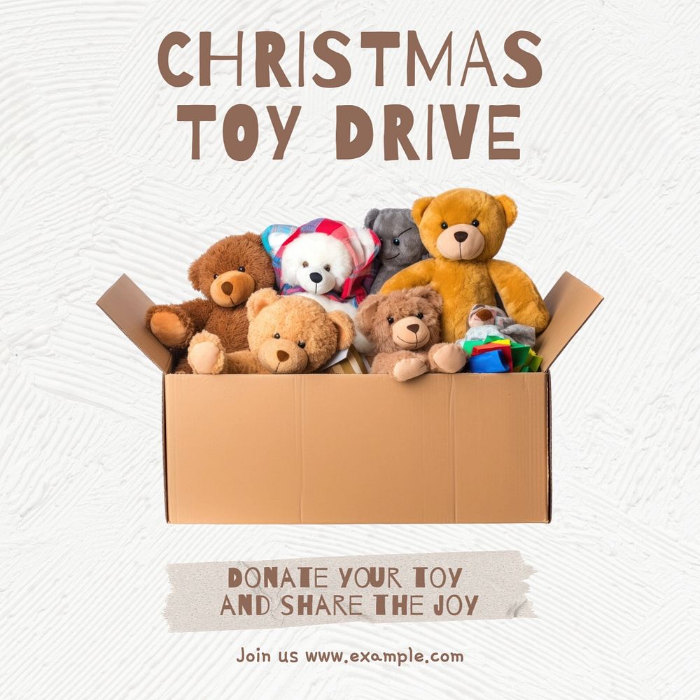 Christmas toy drive Instagram post template, editable social media design