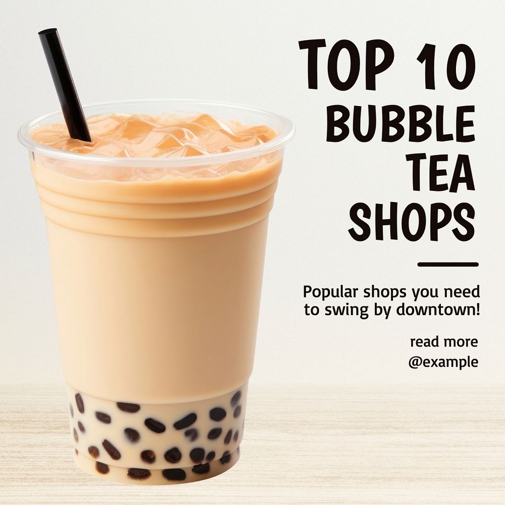 Bubble tea Instagram post template, editable social media design