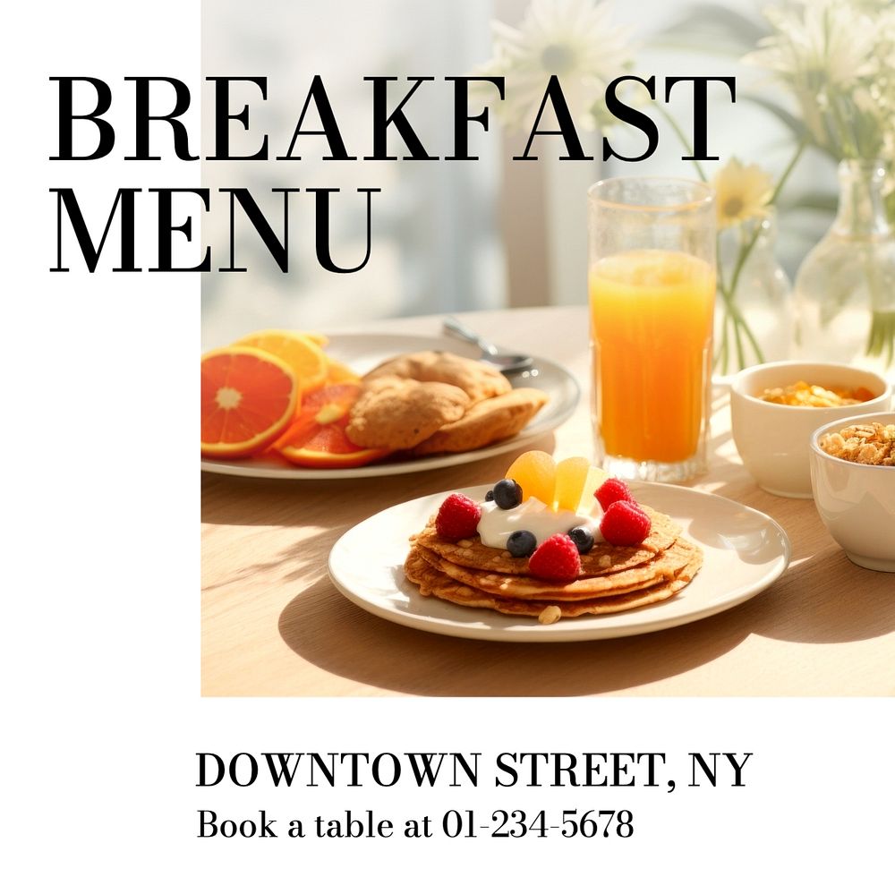 Breakfast menu Instagram post template, editable social media design